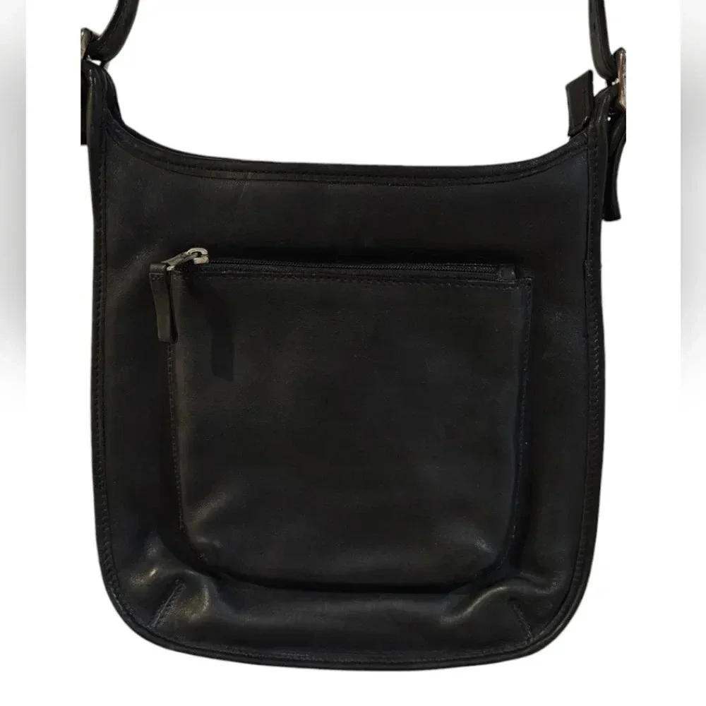 Fossil - Low Profile Black Leather Adjustable Shoulder Crossbody Bag​​​​​